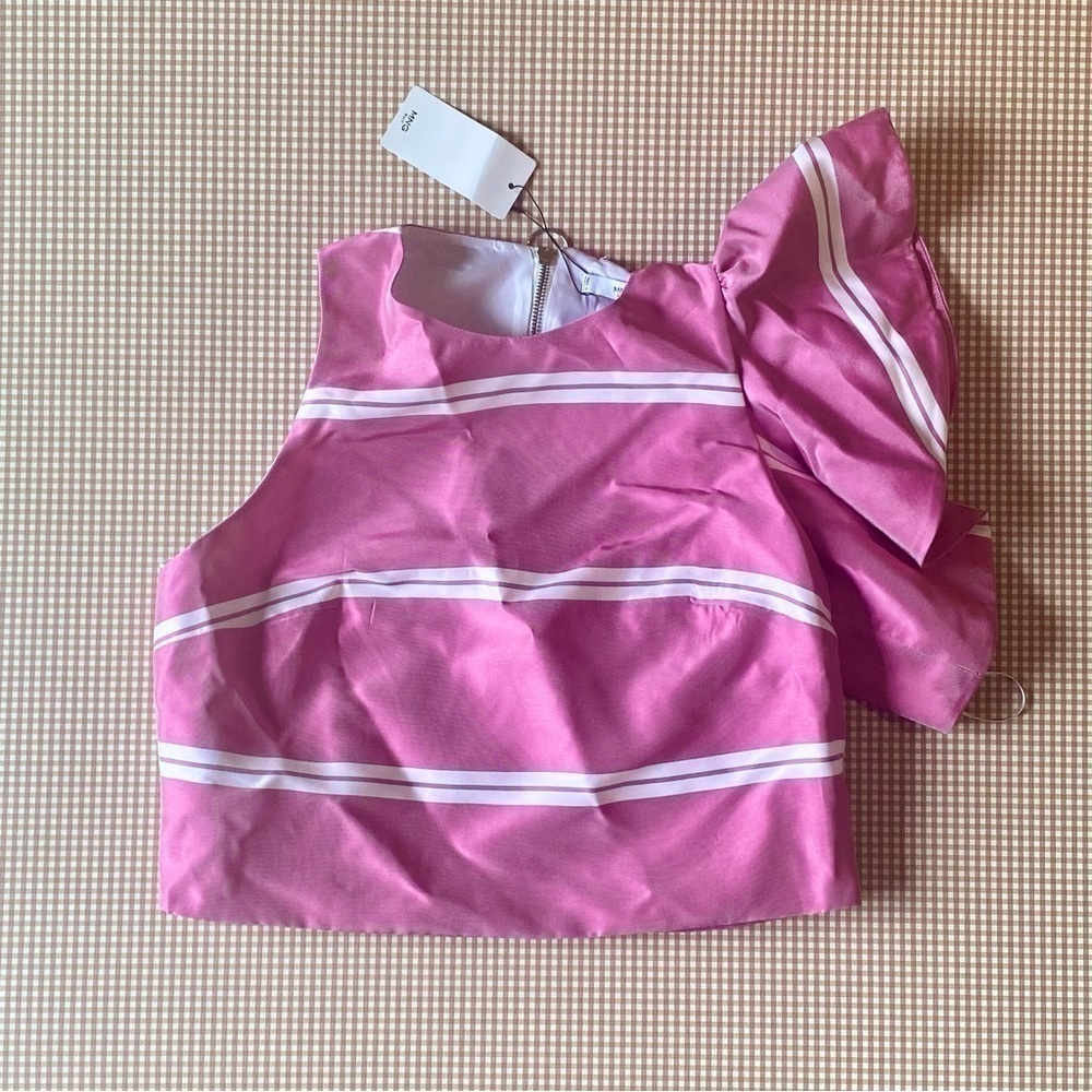 Mango Suit stripes Ruffle blouse. Size 8.‎ NWT